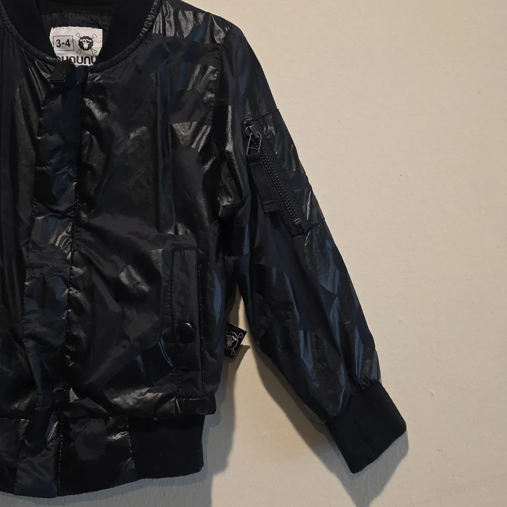 Nununu Bomber Jacket toddler size 3 Size 4  Size 3 4 Track Jacket Black Nylon
